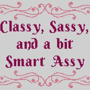 Classy, Sassy Cross Stitch Pattern, funny quote cross stitch pattern, instant PDF download