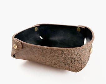 Leather Small Valet Tray, Black Chromexcel - Horween, Catchall, Made in USA