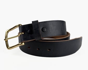 Horween Black Leather Belt - Black Chromexcel - 1.5'' W - Made in USA