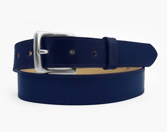 One-Piece Navy Shell Cordovan Leather Belt - 1.25'' W - Made in USA