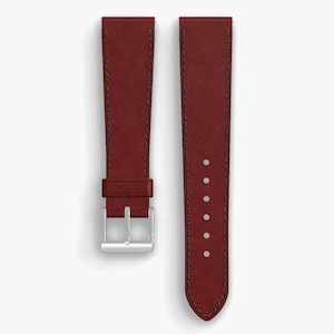Shell Cordovan Leather Watch Strap, Garnet - Horween, Unlined, Quick Release, Made in USA