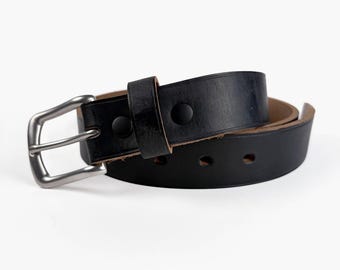 Horween Black Leather Belt - Black Chromexcel - 1.25'' W - Made in USA