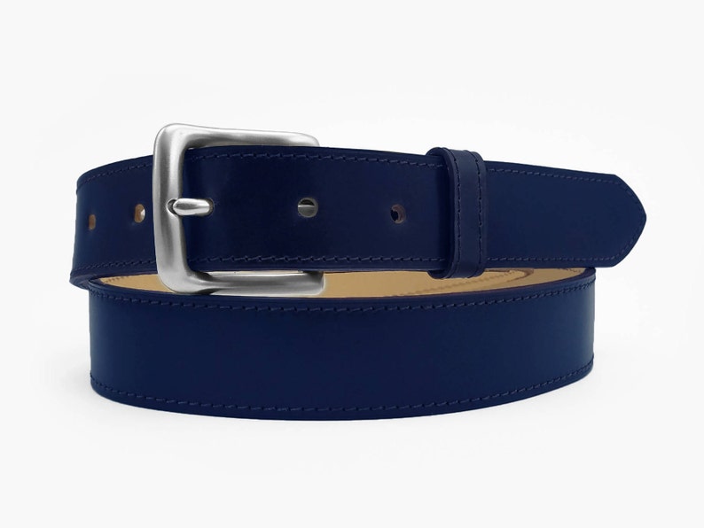 Made in USA One-Piece Navy Shell Cordovan Leather Belt 1.25/'/' W
