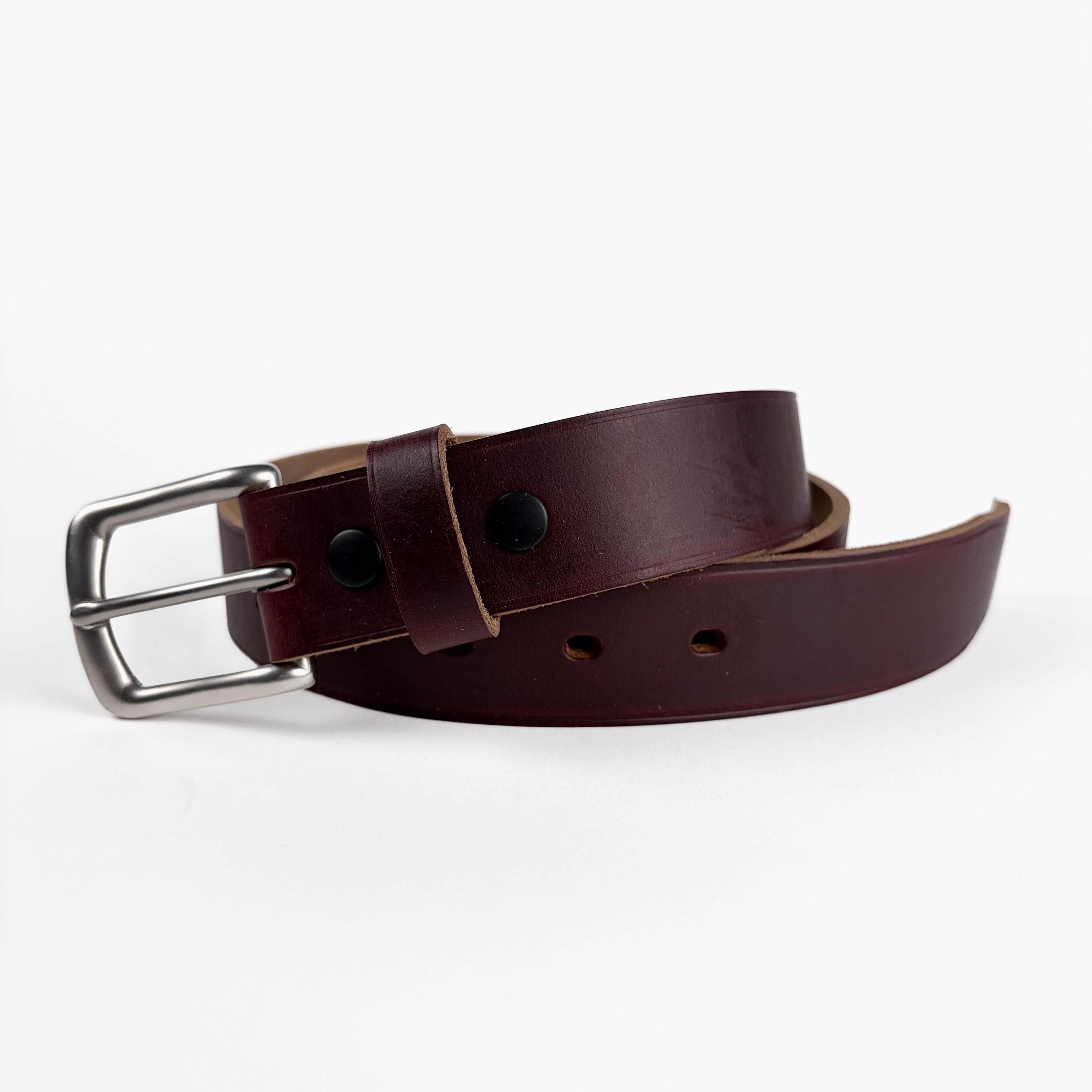 Mens Leather Dress Belt Burgundy - Etsy