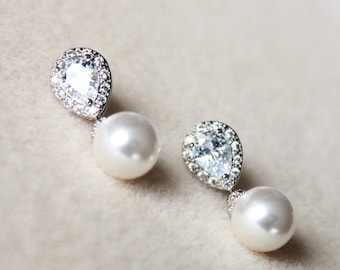 Wedding Jewelry Bridesmaid Gift Earrings, Pearl Bridal Earrings Pearl Drop Earrings, Bridesmaid Earrings Bridesmaid Jewelry E104