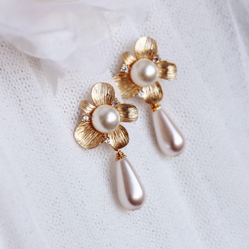 Drop Pearl Wedding Earrings Etsy