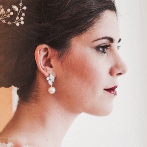 Bridal Earrings Pearl Wedding Earrings Pearl Bridal Jewelry, Pearl Bridal Earrings Pearl Earrings Wedding Jewelry For Brides E101