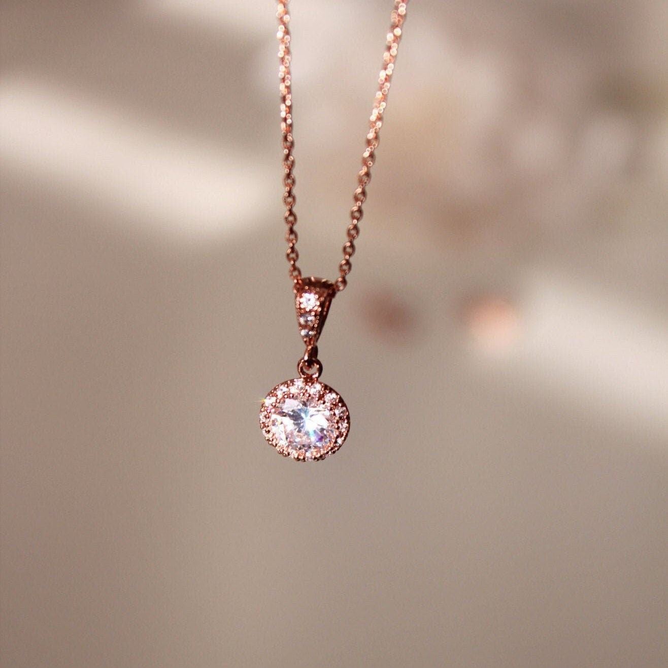 rose gold bridesmaid necklace