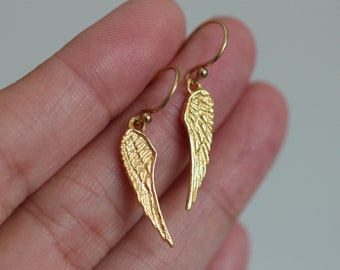 Minimalist 24k Gold Vermeil Rose Gold Angel Wings Earrings, Angel Wing Jewelry Gift For Her Mom Nurse Friend Teacher Daughter Clearance