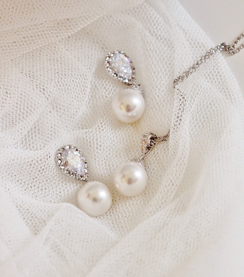 Wedding Gift Set Bridesmaid Gift Jewelry Set Pearl Bridal Etsy