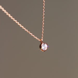 Dainty Rose Gold Necklace Petite Rose Gold Bridesmaid Necklace Delicate Necklace for Women Wedding Bridesmaid Gift N101 image 1