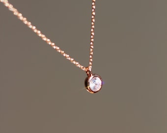 Dainty Rose Gold Necklace Petite Rose Gold Bridesmaid Necklace Minimalist Necklace for Women Wedding Bridesmaid Gift N101