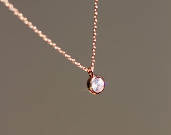 Dainty Rose Gold Necklace Petite Rose Gold Bridesmaid Necklace Delicate Necklace for Women Wedding Bridesmaid Gift N101