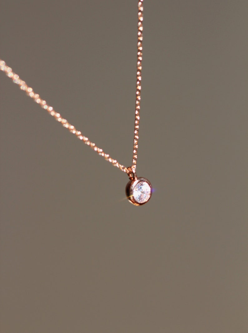 Dainty Rose Gold Necklace Petite Rose Gold Bridesmaid Necklace Delicate Necklace for Women Wedding Bridesmaid Gift N101 image 1