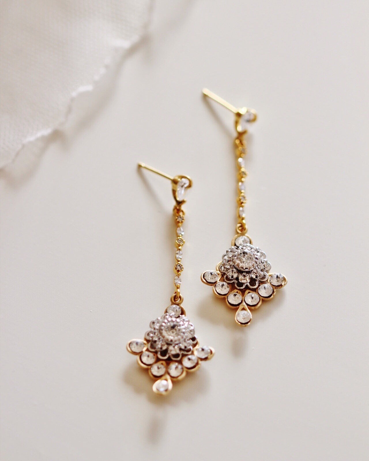 Gold Chandelier Bridal Earrings,Swarovski Crystal Chandelier Wedding
