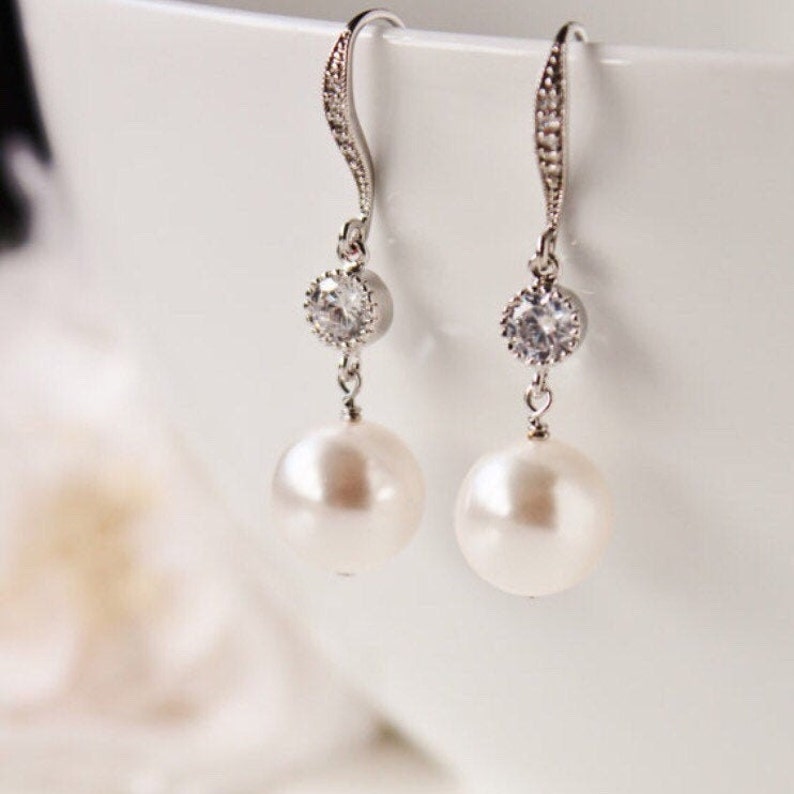 Bridal Earrings Pearl Drop Earrings Bridesmaid Earrings Etsy