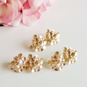 Gold Hydrangea Earrings, Bridesmaid Earrings, Gold Flower Earrings, Romantic Garden Wedding Jewelry Bridesmaid Gifts Statement Earrings E208 image 4