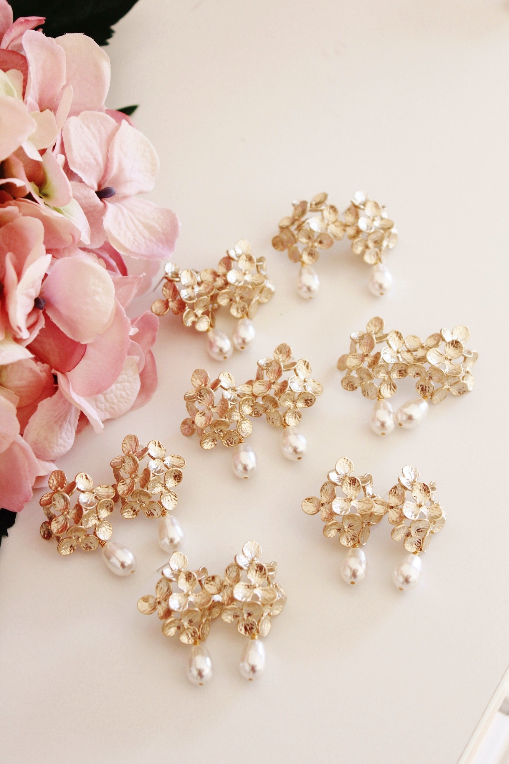 Gold Bridal Earrings, Vintage Style Romantic Wedding Earrings, Pearl ...