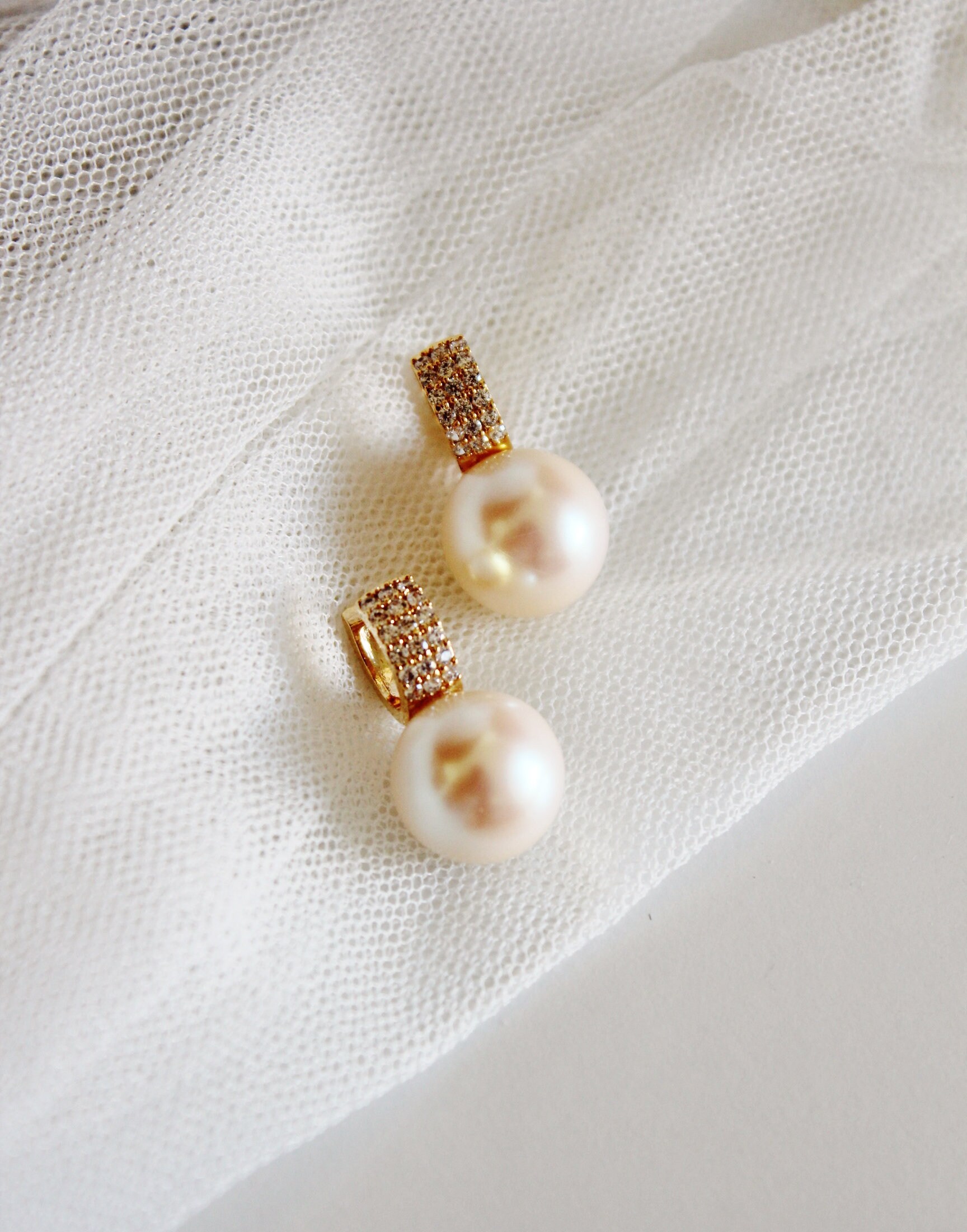 Pearl Hoop Earrings, 14mm Large Vintage Velvety Ivory Big Pearl