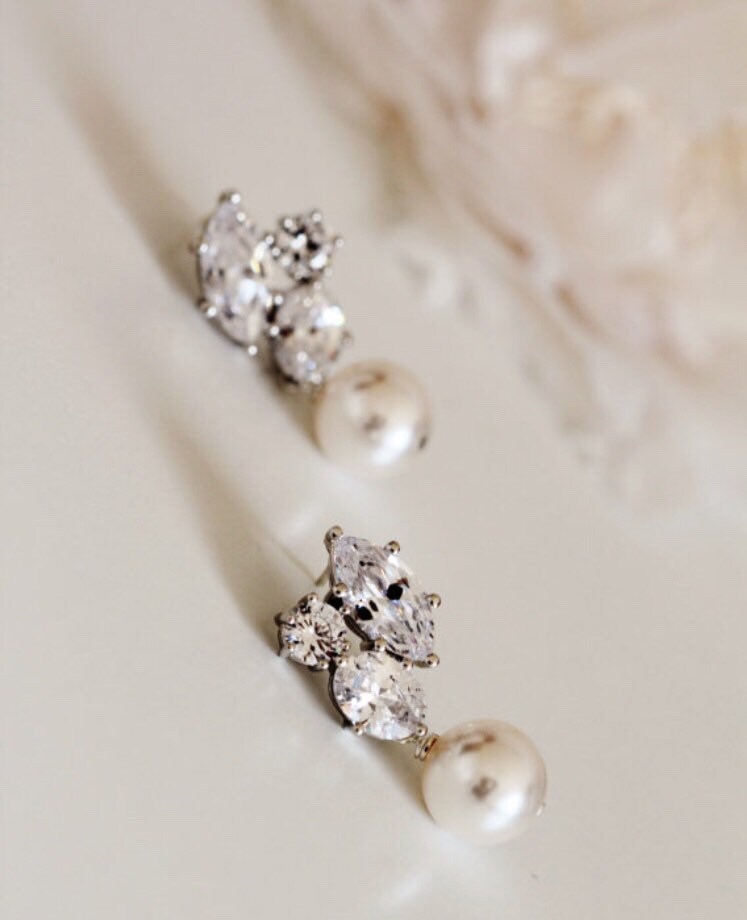 Bridal Earrings Pearl Wedding Earrings Pearl Bridal Jewelry | Etsy