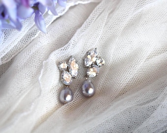Lavendel Perle Braut Ohrringe: Sterling Silber CZ Träne Lila Perle Hochzeit Ohrringe, Lavendel Hochzeit Schmuck für Braut oder Brautjungfern