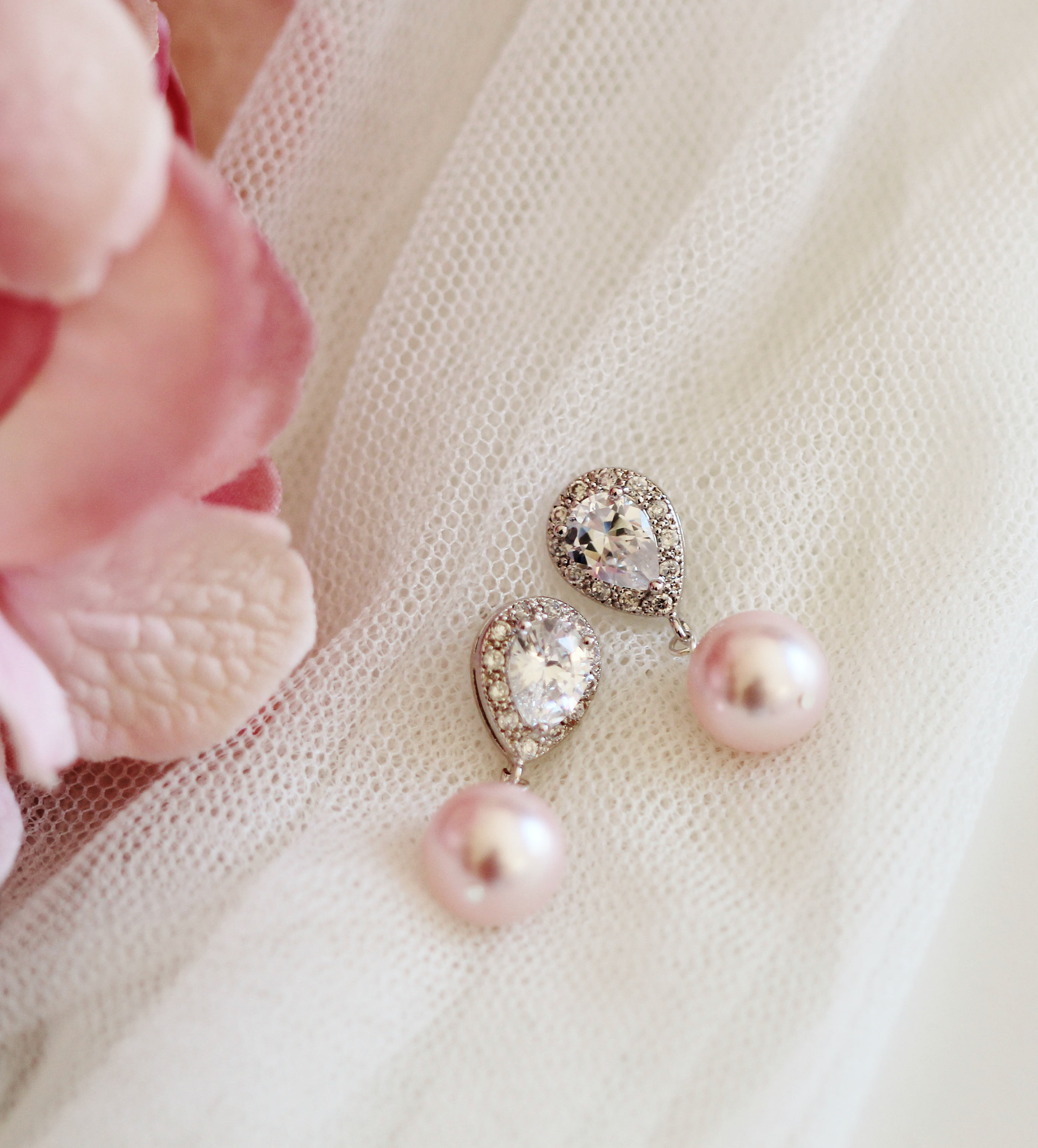 Blush Pink Wedding JewelryBlush Bridesmaid EarringsTeardrop Etsy