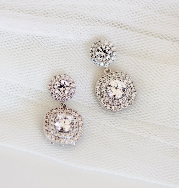Bridal Earrings Crystal Wedding Earrings Princess Wedding | Etsy