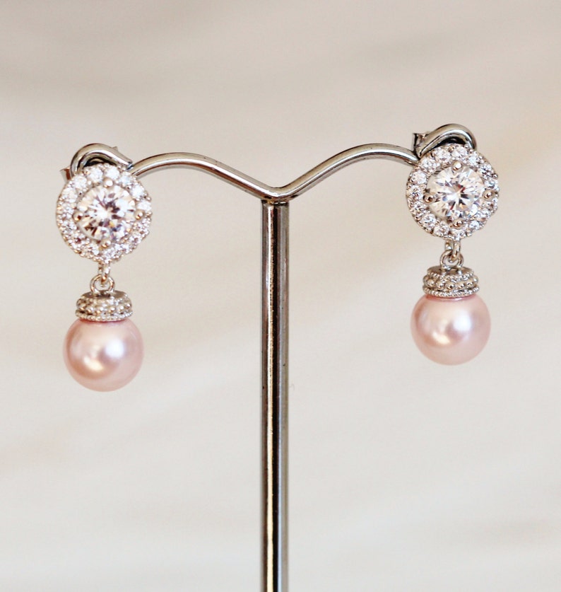 Blush Pink Earrings Blush Wedding Jewelry Blush Pink Pearl Etsy