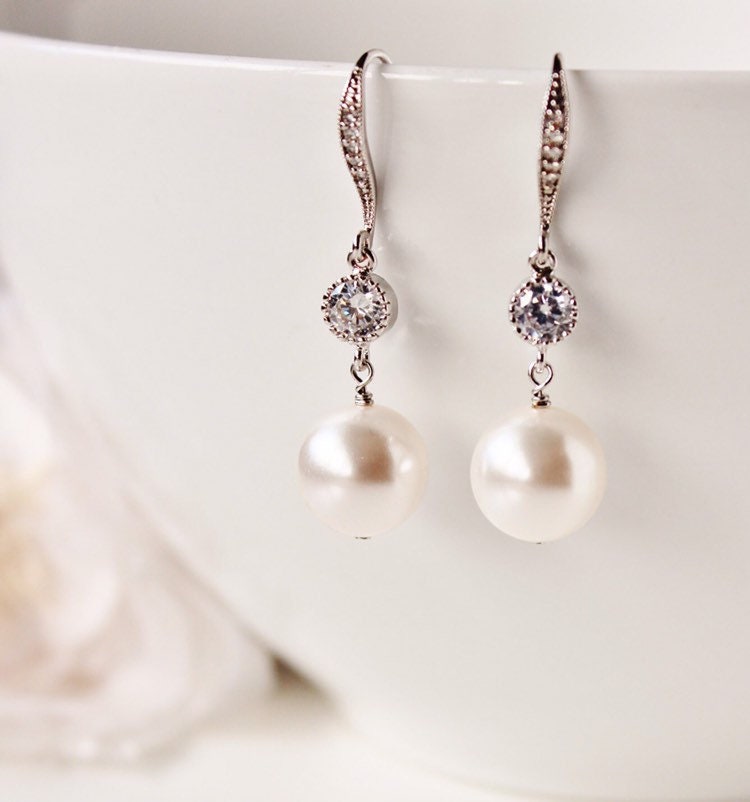 Orange Pearl Earrings, Burnt Orange Earrings, Autumn Wedding Earrings