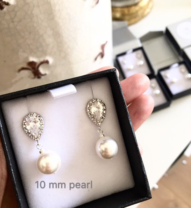 Bridesmaid Earrings Set Bridesmaid Gift Set, Bridesmaid Jewelry, Pearl Earrings Set Wedding Jewelry Bridal Party Gifts E108 image 5