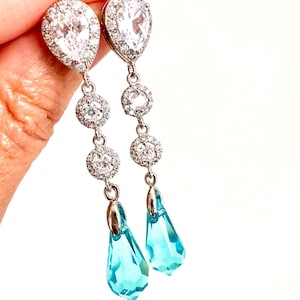 Turquoise Blue Bridal Earrings Boho Wedding Earrings Something Blue Earring Beach Wedding Jewelry For Brides Dangle Drop Earrings E212