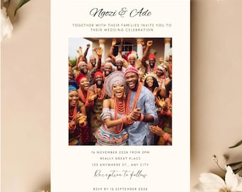 Nigerian Wedding Invitation Template: Editable Couple Design (Digital Download)