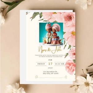 Plantilla digital de invitación de boda nigeriana / Invitación editable para pareja yoruba e igbo