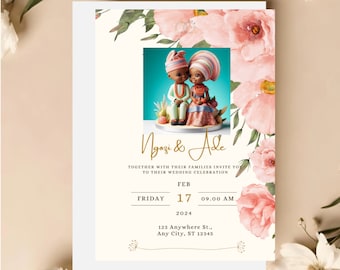 Nigerian Wedding Invitation Digital Template | Editable Yoruba and Igbo Couple Invitation