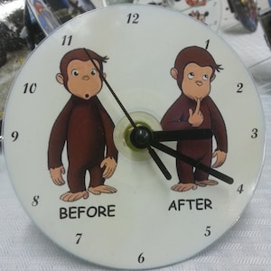 CD Clock Curious George Before and After FREE SHIPPING