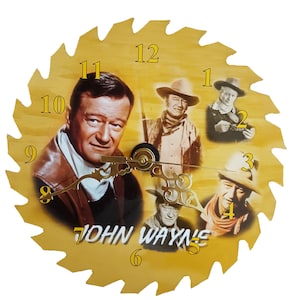 CLOCK John Wayne 7 1/4&quot; REAL Saw Blade Clock Free Shipping