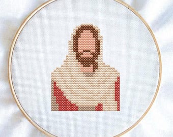Patrón de punto de cruz de Jesucristo *MINI* con archivos PDF de patrones en color y blanco y negro