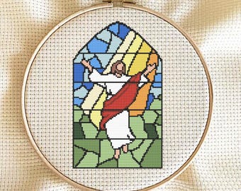 古代ローマの神殿のイエス・キリスト ヴィンテージ ステンドグラス 絵画 宗教画 古代ローマの神殿のイエス・キリスト ヴィンテージ ステンドグラス