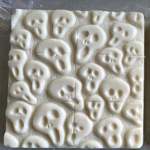 Unscented Handmade Old-Fashioned Lard Soap, Cold Process Halloween Skull Ghost Soap
