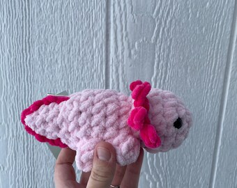 Small Crochet Axolotl Plushie, Amphibian Stuffed Animal