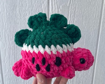 Crochet Fruit Dinosaur Plushie, Available in Watermelon, Cantaloupe, Kiwi, and Dragonfruit
