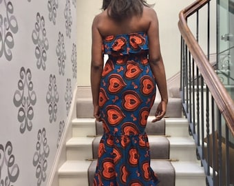 Afrikanischer Druck Langes Kleid Handgemacht, Baumwolle Frauen Kleid Bunt. Sommer elegantes Kleid. Partykleid. Ihr Kleid