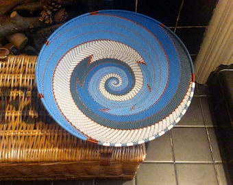 Traditional African Zulu woven telephone wire plate Large handmade basket/ woven basket /fruit basket/ home decor display basket unique gift