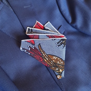 Mens Pocket Square Handmade cotton contemporary multi colour. African print pocket square men&#39;s handkerchief, gift for men, groomsmen square