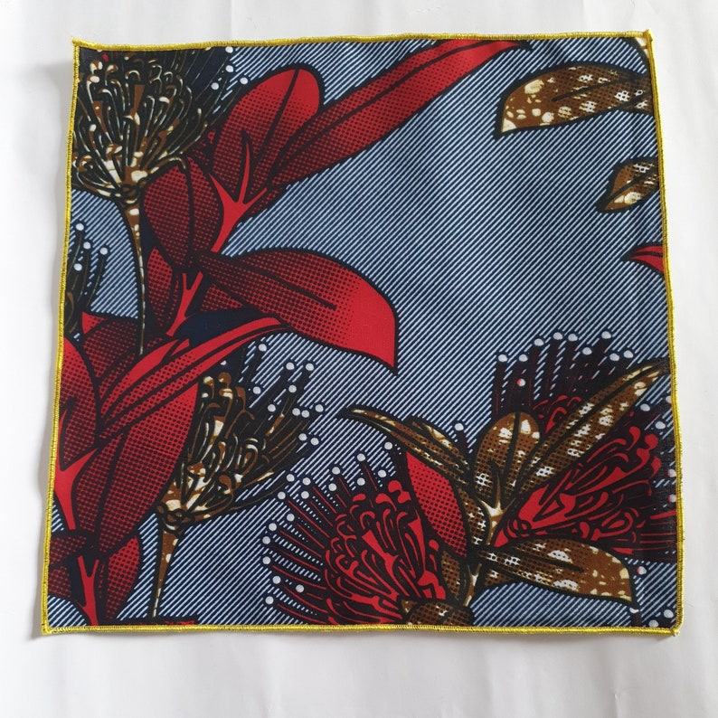 Mens Pocket Square Handmade cotton contemporary multi colour. African print pocket square image 2