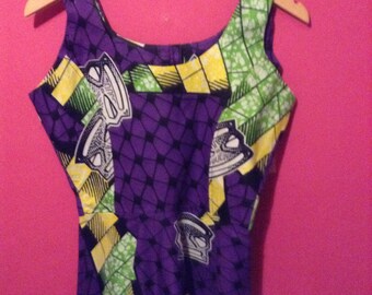 African print Top HandMade Top, summer top. Women waisted peplum  top. Multi coloured. Size S/M