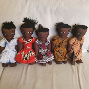 Handmade African doll fabric Uganda African print dress doll