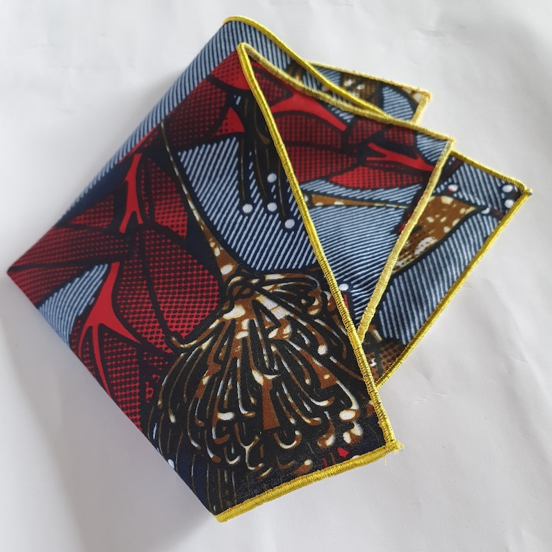 Mens Pocket Square Handmade cotton contemporary multi colour. African print pocket square image 1