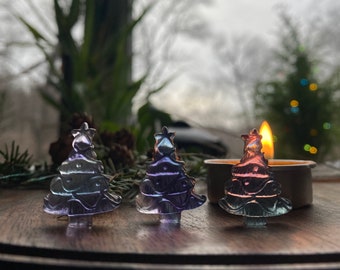 Tiny Rainbow Fluorite Christmas Tree  » 1”Rainbow Fluorite Miniature Crystal Christmas Tree » Rainbow Fluorite Yule Tree