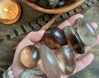 Large Smoky Quartz Tumbled Stones // Grounding Stone // Crystal Grid Stones // Tumbled Smoky Quartz Gallet